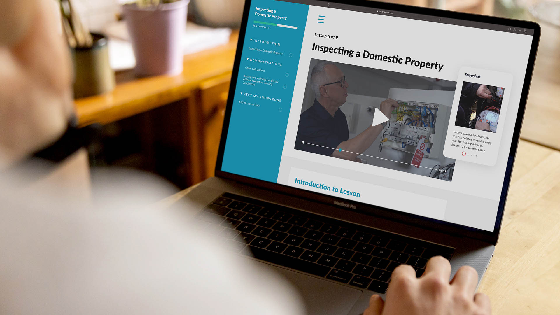 e learning shown on laptop